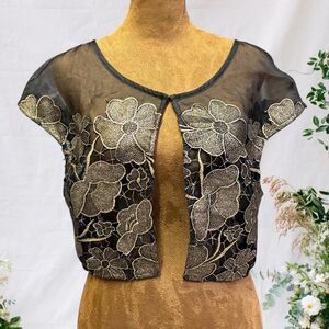 Fairy Whimsigoth Festival Rave Silk Eva Franco Sheer Floral Embroidered Top
